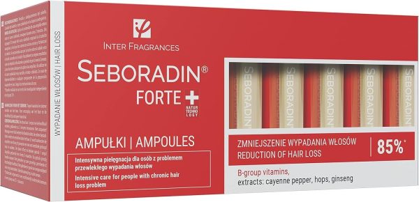 Seboradin Forte Hair Growth Serum, Anti Hair Loss Serum, Chronic Hair Loss and Thinning Treatment, With Natural Extracts and Vitamins, (14 Ampoules - 14 days)