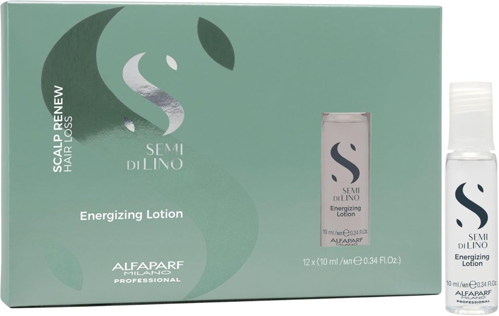 Alfaparf Milano Semi Di Lino Scalp Renew Energizing Lotion for Thinning Hair - Strengthens, Re-densifies and Stimulates Hair Fiber - Professional Salon Quality - Package of 12 Vials