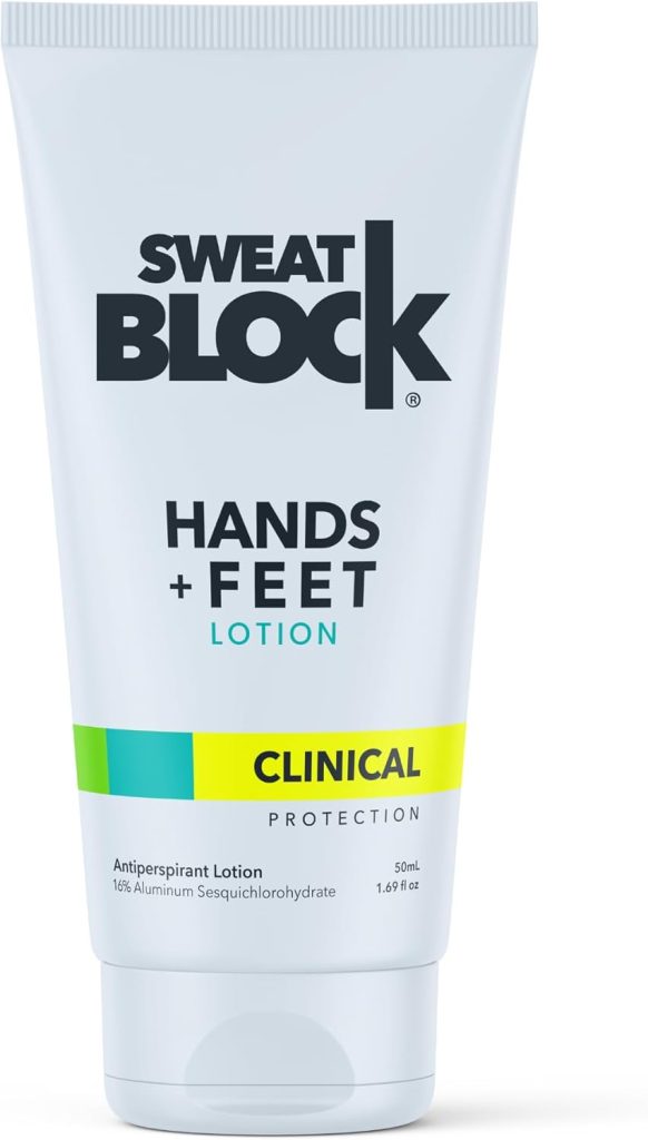 SweatBlock Antiperspirant Lotion for Hands & Feet - CLINICAL STRENGTH for Men & Women - Hyperhidrosis Aid to Stop Excessive Sweating - Reduces Foot Odor - Moisturizing w/Aloe - Travel Size 1.69 fl oz