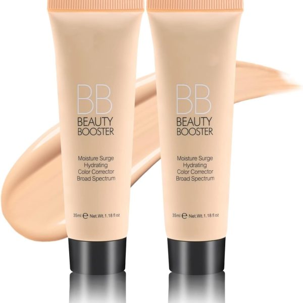 SWIUKPHE Fresh Skin Hydrating BB cream, Full-Coverage Foundation&Concealer, Color Correcting Cream, Tinted Moisturizer BB Cream for All Skin Types - Evens Skin Tone（2 Pcs 35ml）