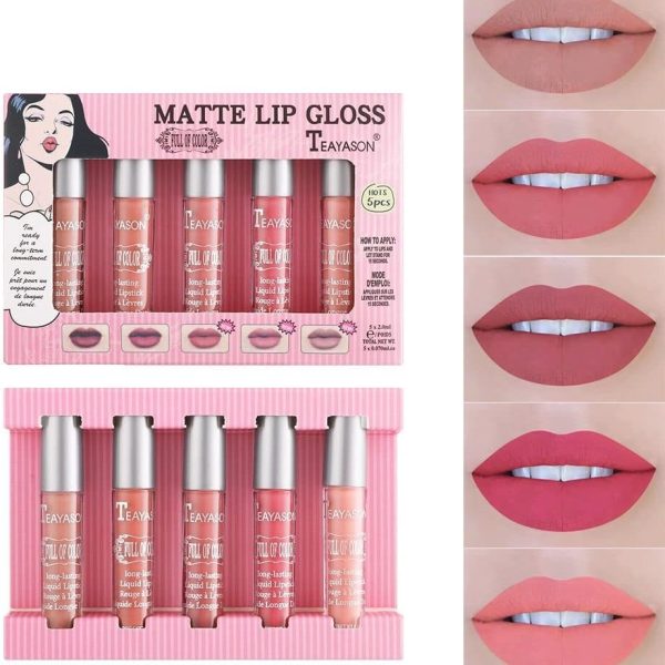 TUZ TEAYASON MATTE LIP GLOSS 6Pcs Matte Lip Gloss Set Liquid Lipstick Waterproof Long GROUP C