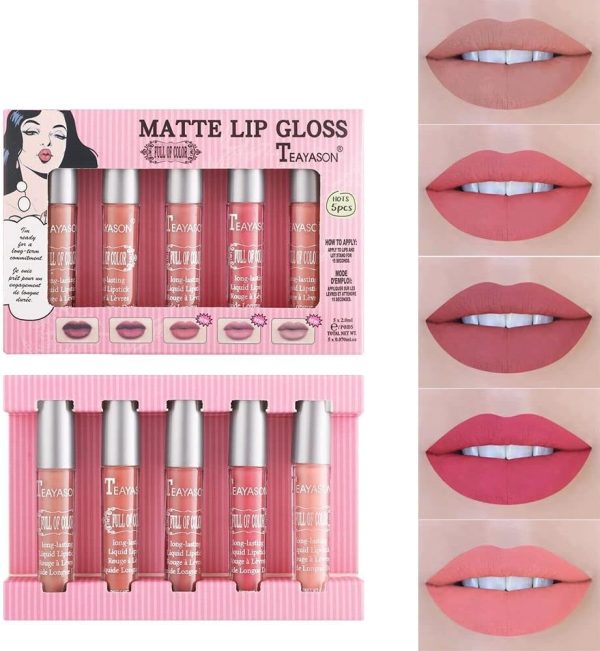 TUZ TEAYASON MATTE LIP GLOSS 6Pcs Matte Lip Gloss Set Liquid Lipstick Waterproof Long GROUP C