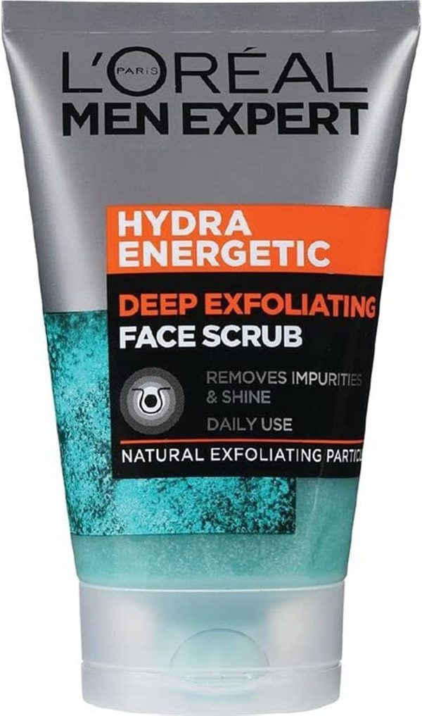 L’Oréal Paris Men Expert Face Scrub, Hydra Energetic Deep Exfoliating Face Wash for Men 100 ml