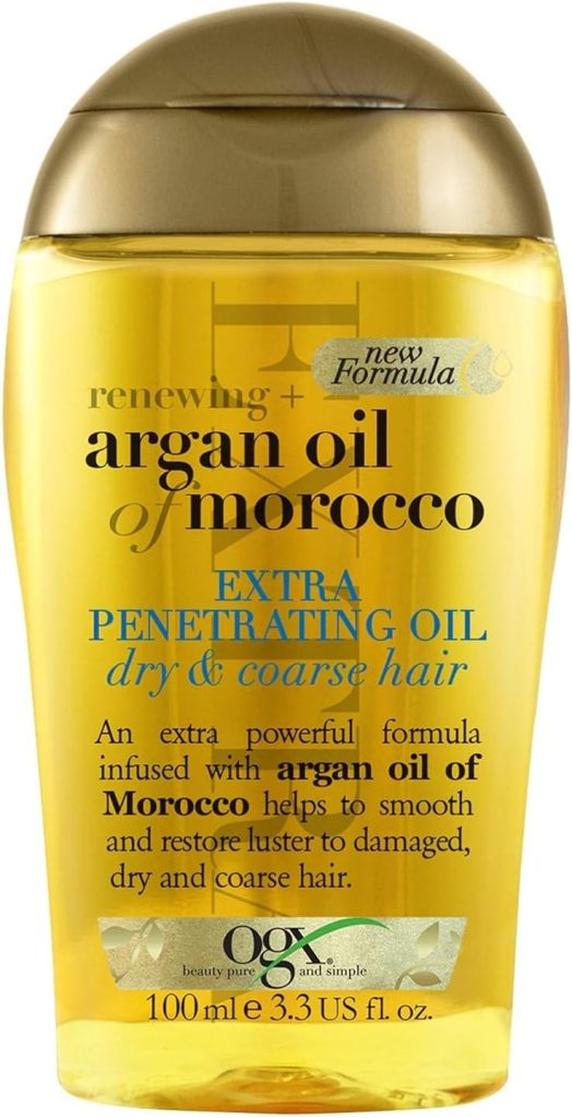 ogx Hair Oil, Renewing+ Argan Oil Of Morocco, Extra Penetrating Oil, Dry And Coarse Hair Types, 100 ml