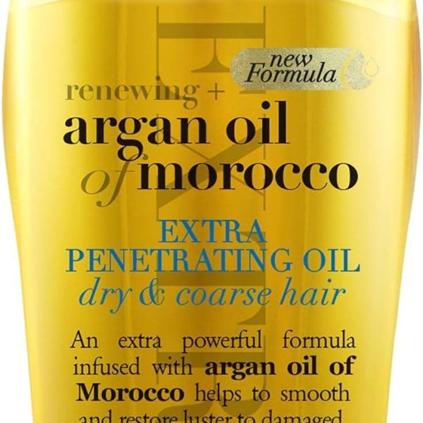 ogx Hair Oil, Renewing+ Argan Oil Of Morocco, Extra Penetrating Oil, Dry And Coarse Hair Types, 100 ml