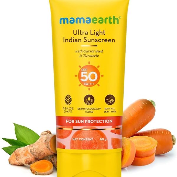 MAMAEARTH Ultra Light Indian Sunscreen Spf50 Pa+++, 80 Ml