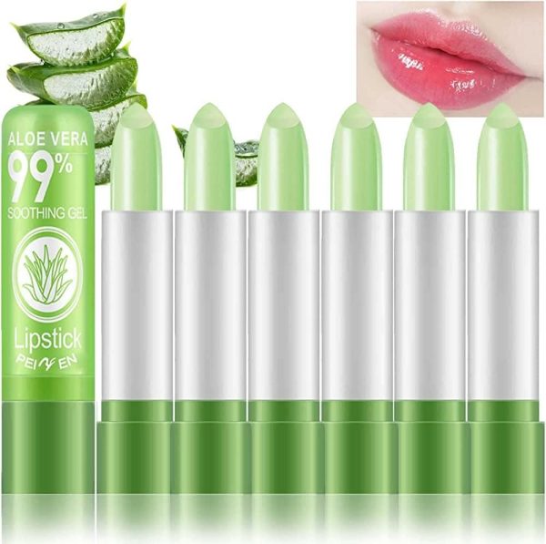 6 PACK Color Changing Pink Color Lipstick,99% Pure Aloe Vera Magic Temperature and PH Color Changing Nutritious Lip Blam,Long Lasting Lip Moisturizing Lip Gloss Make up set, Pack Of 6 Lipstick