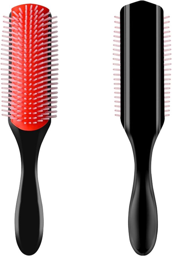 Sagreeny Hair Brush, Styling Brush 9-Row Cushion Hair Brush for Separating, Shaping, Defining Curls, Blow-Drying, Styling, Detangling,Use conditioner on wet hair to create smooth curly hair.