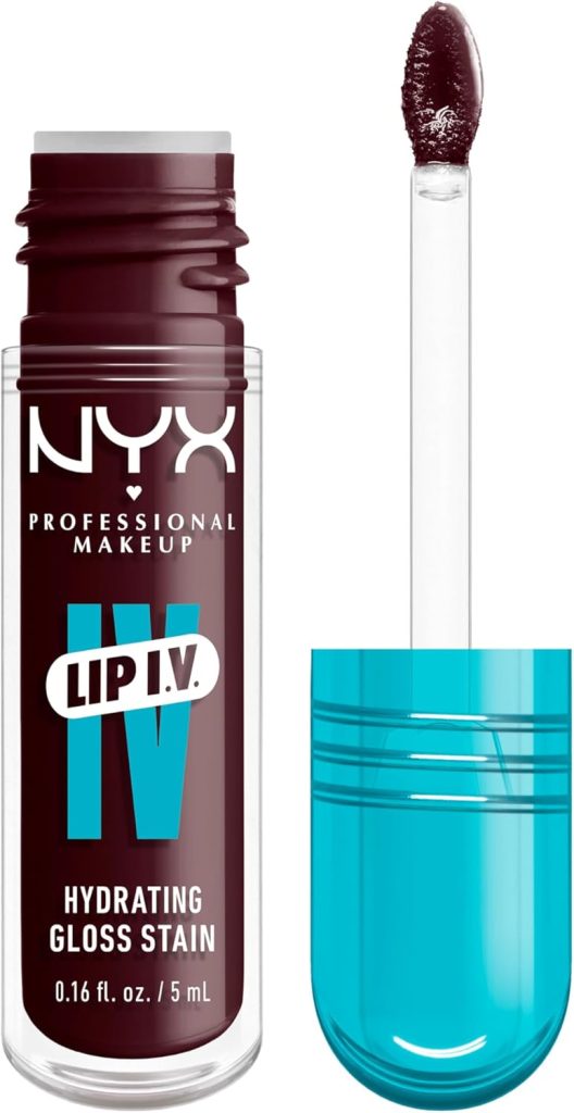 NYX Professional Makeup Lip IV Hydrating Gloss Stain, Lip Gloss, Up to 12HR Hydration, High Pigment, Wet Shine Finish, Mauve N' Moist!