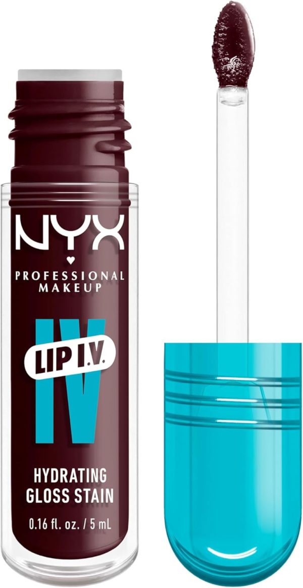 NYX Professional Makeup Lip IV Hydrating Gloss Stain, Lip Gloss, Up to 12HR Hydration, High Pigment, Wet Shine Finish, Mauve N' Moist!