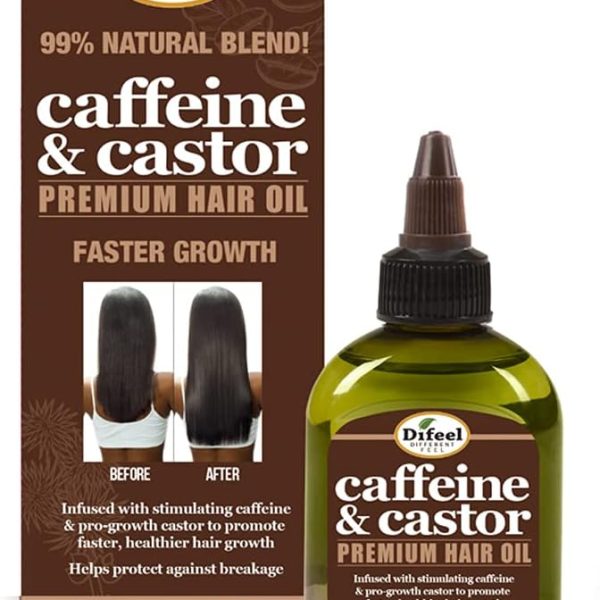 Difeel Caffeine & Castor Premium Hair Oil for Faster Hair Growth 2.5 oz.