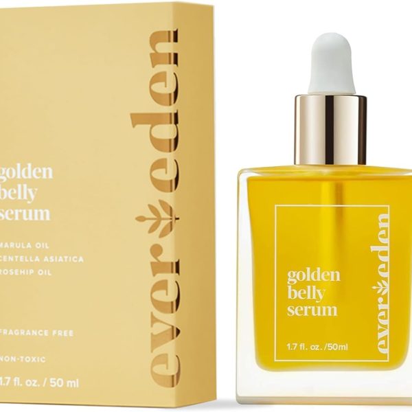 Evereden Golden Belly Serum, 1.7 fl oz. | Clean & Vegan Women's Belly Oil for Pregnancy and Postpartum | Clean Maternity Skincare | Non-Toxic Stretch Mark Oil