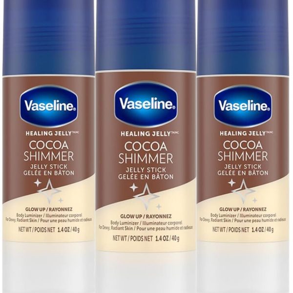 Vaseline Unilever Cocoa Shimmer Jelly Stick GLOW UP Body Luminizer For Dewy Radiant Skin 1.4 oz - 3 Count