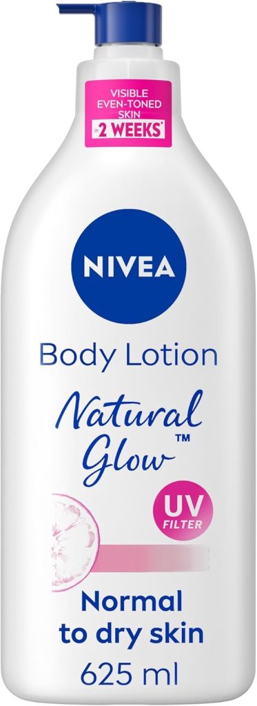 NIVEA Body Lotion for Normal to Dry Skin, Natural Glow, with Vitamin C and UV Filter, Moisturizes and Evens Skin Tone, 625ml