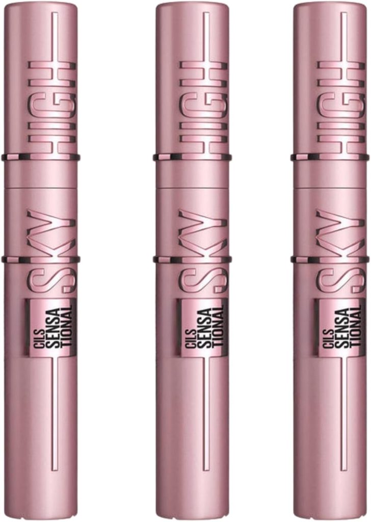 3 Pack Volumizing & Lengthening Mascara, Washable Flake-Free Formula With Bamboo Extract & Fibres, Lash Sensational Sky High, Black