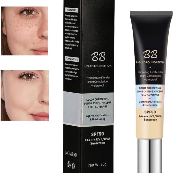 BB Cream Nature, BB Cream Tinted Moisturiser, BB Cream Light, Hydrating BB Cream Foundation, Tinted Sunscreen for Face, Tinted SPF 50 Face Moisturiser, Foundation Cover Blemishes, for All Skin