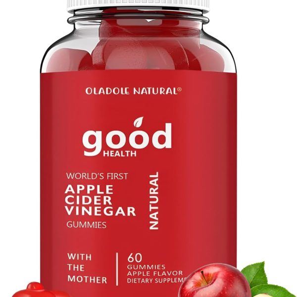 Oladole Apple Cider Vinegar Gummies with Mother - 60 Gummies | Delicious ACV Supplement for Weight Management, Digestion, Detox, Immune Health | Enriched with Vitamin B12, B9, Pomegranate, Beetroot