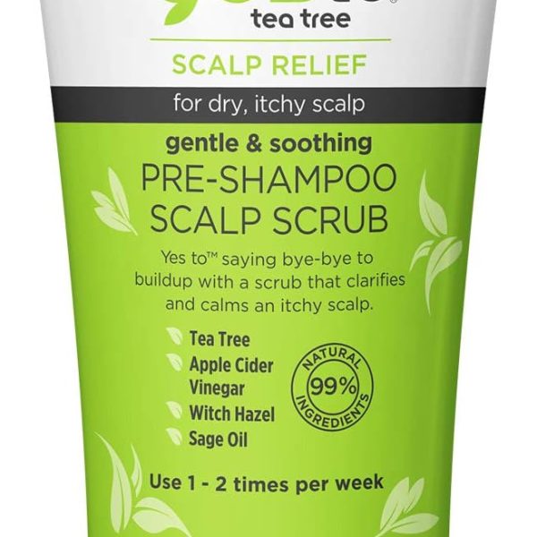 Yes To Tea Tree Pre Shampoo Scalp Scrub, 6 Fl Oz - Gently Exfoliates Itchy Scalp, Removes Build Up, With Witch Hazel, Apple Cider Vinegar & Sage Oil, Natural & Cruelty Free