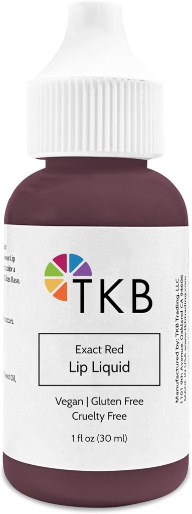 TKB Trading, LLC Lip Liquid Color | Liquid Lip Color for Gloss Base, DIY Lip Gloss, Pigmented Lip Gloss and Lipstick Colorant, Made in USA (1floz (30ml), Exact Red)