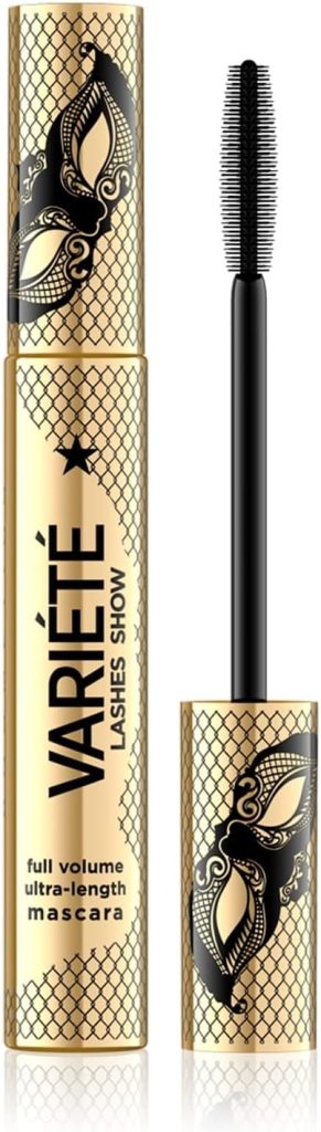 Eveline Cosmetics Variété Variété Volumizing and Lengthening Mascara - Long-Lasting, Smudge-Proof Formula with Intense Black Pigmentation, 10 ML