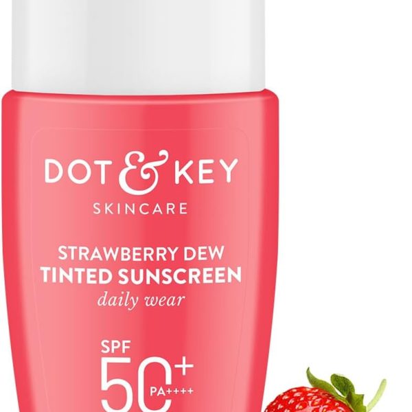 Dot & Key Strawberry Dew Tinted Sunscreen SPF 50+ Pa++++ - 01 Porcelain | Protection Against UA/UB | Broad Spectrum, Water & Sweat resistant | For All Skin Types | 50ml