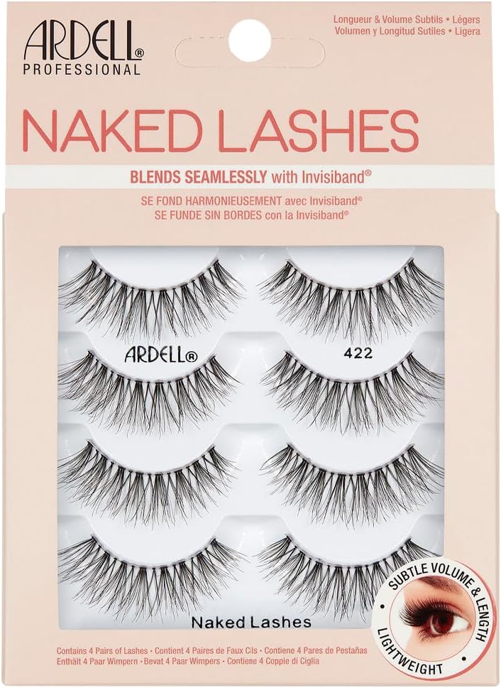 Ardell Multipack Naked Lash 422 False Eyelashes, Subtle Volume and Length, Vegan Friendly, 4 Pairs (Pack of 1)