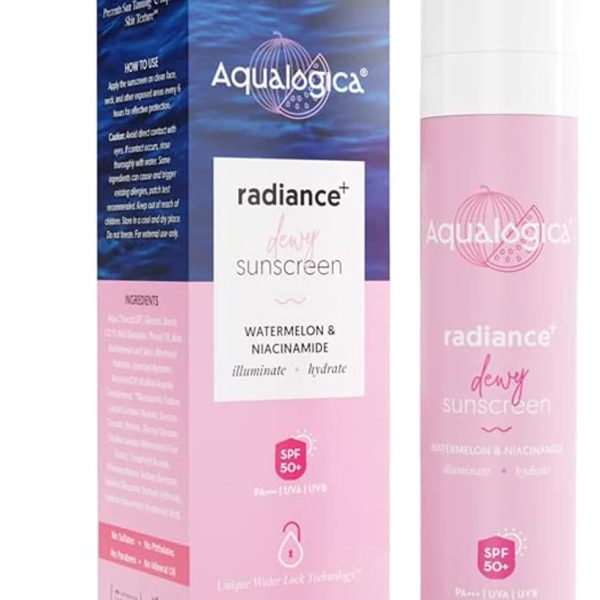 Aqualogica Radiance+ Dewy Sunscreen Cream With Watermelon & Niacinamide | Spf 50+ |Pa+++ | Protects From Uva, Uvb | For Complete Sun Protection | 50 G