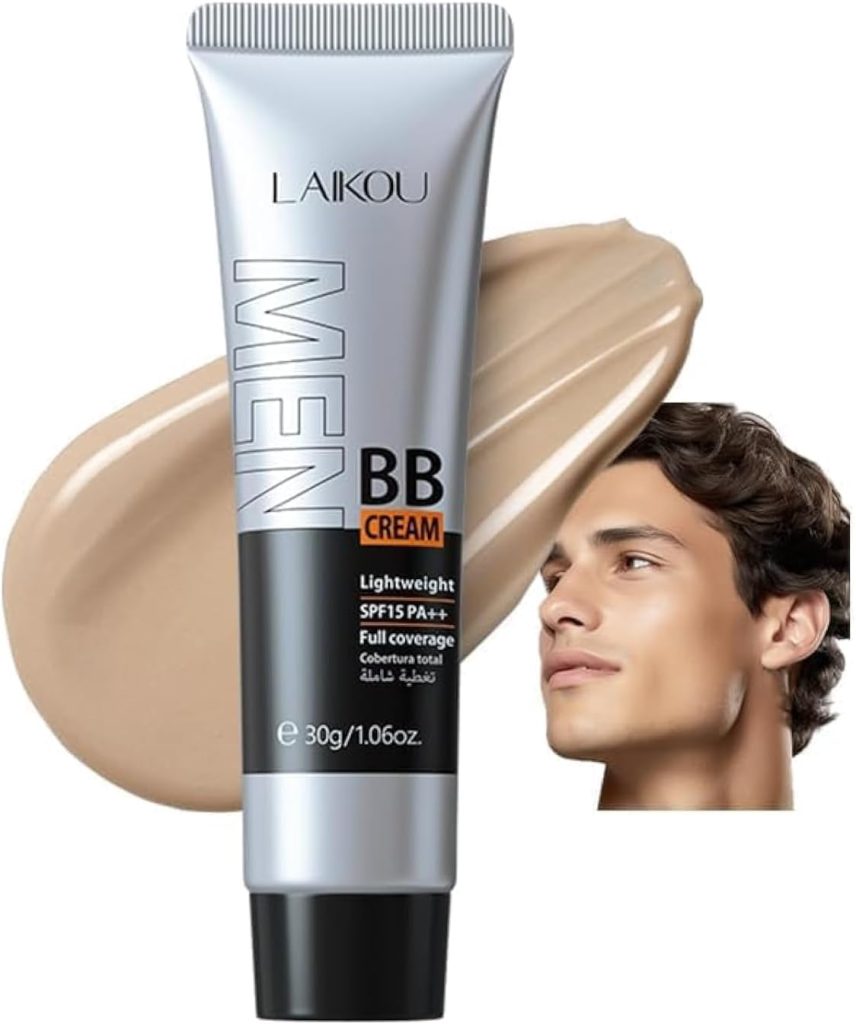 NALACAL Hydrating Men BB Cream SPF 15 PA++, Full-Coverage Foundation&Concealer, Mens Face Moisturizer Cream, Face Makeup for All Skin Types, Evens Skin Tone, Oil Control and Cover Flaws, Natural 240