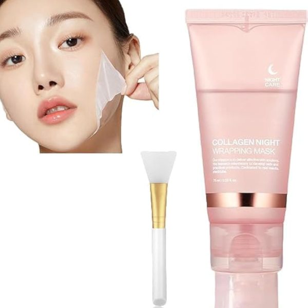 LBOYLOVE® Collagen Night Wrapping Mask 75ml, Overnight Collagen Wrapping Mask, Korean Peel Off Facial Mask, Deep Collagen Hydration Lifting Firmness Tear Off Mask, 2.53 fl.oz (1pc)