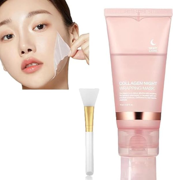 LBOYLOVE® Collagen Night Wrapping Mask 75ml, Overnight Collagen Wrapping Mask, Korean Peel Off Facial Mask, Deep Collagen Hydration Lifting Firmness Tear Off Mask, 2.53 fl.oz (1pc)