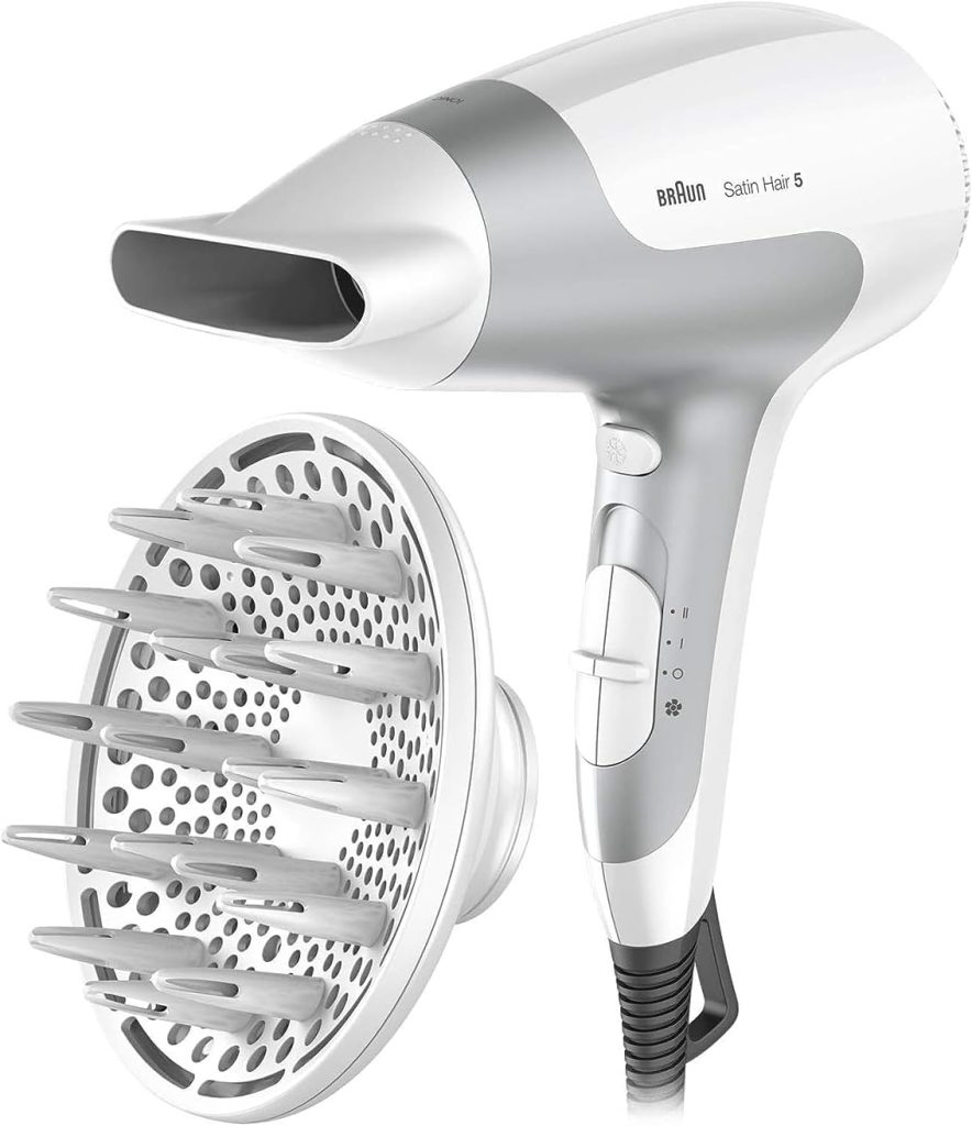 Braun Satin Hair 5 PowerPerfection dryer HD585 – Ionic | Ultra Powerful | Lightweight | Cold Shot | With Diffuser | 2500 Watts - White