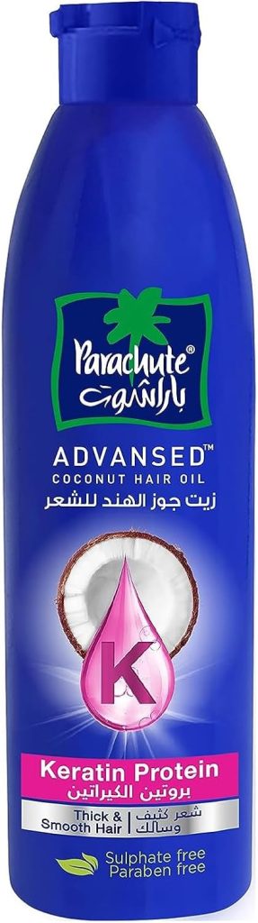 Parachute Advansed Keratin & Coconut Hair Oil | For Smooth & Shiny Hair | Reduces Hair Breakage & Split Ends| All Hair Types | No Parabens, Silicones & Sulphate | 300ml