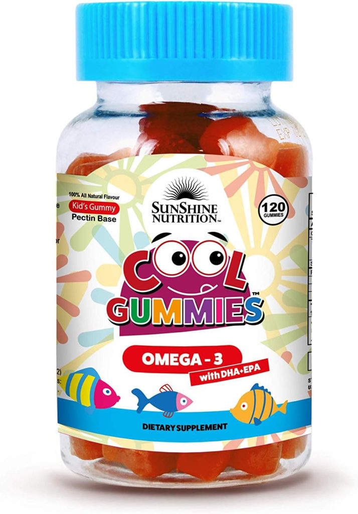 Sunshine Nutrition Cool Gummies Omega 3 With DHA-EPA 120 Gummies For Kids | 100% All Natural Flavor | Gluten Free