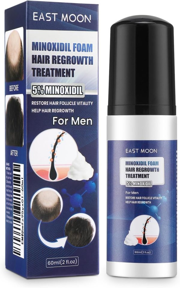 KASTWAVE 5% Minoxidil Hair Regrowth Foam for Men & Women - Combat Hair Loss, Thinning, and Receding Hairline, Promotes Thicker Beard & Hair - 2oz