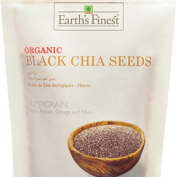 Earth's Finest Organic Black Chia Seeds - 300g | Raw Superfood, Vegan, Kosher, Gluten Free & Keto-Friendly | Good for Weight Loss and Digestive Health