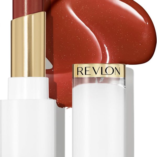 Revlon Super Lustrous Glass Shine Balm, Hydrating Tinted Lip Balm, Sheer, Glossy Shiny Finish, 010 Spiced Wine, 0.11 oz