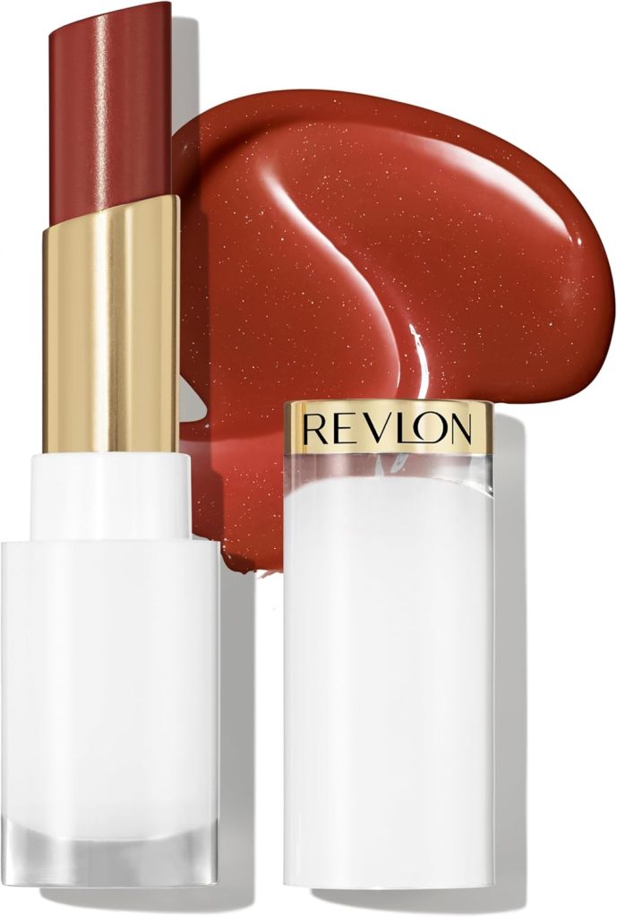 Revlon Super Lustrous Glass Shine Balm, Hydrating Tinted Lip Balm, Sheer, Glossy Shiny Finish, 010 Spiced Wine, 0.11 oz