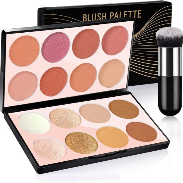 ChicAbode 16 Colors Blush Contour Highlighter Makeup Palette, All-in-One Shimmer Silky Matte Mineral Blush Powder Palette, Face Sculpting Bronzer Blusher Illuminator Palette for a Natural Glowing