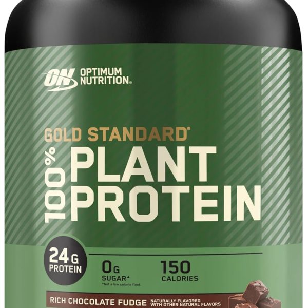 Optimum Nutrition (ON) Gold Standard 100% Plant Based Protein Powder, Gluten Free, Vegan Protein for Muscle Support and Recovery with Amino Acids - Rich Chocolate Fudge, 800 G, 20 Servings