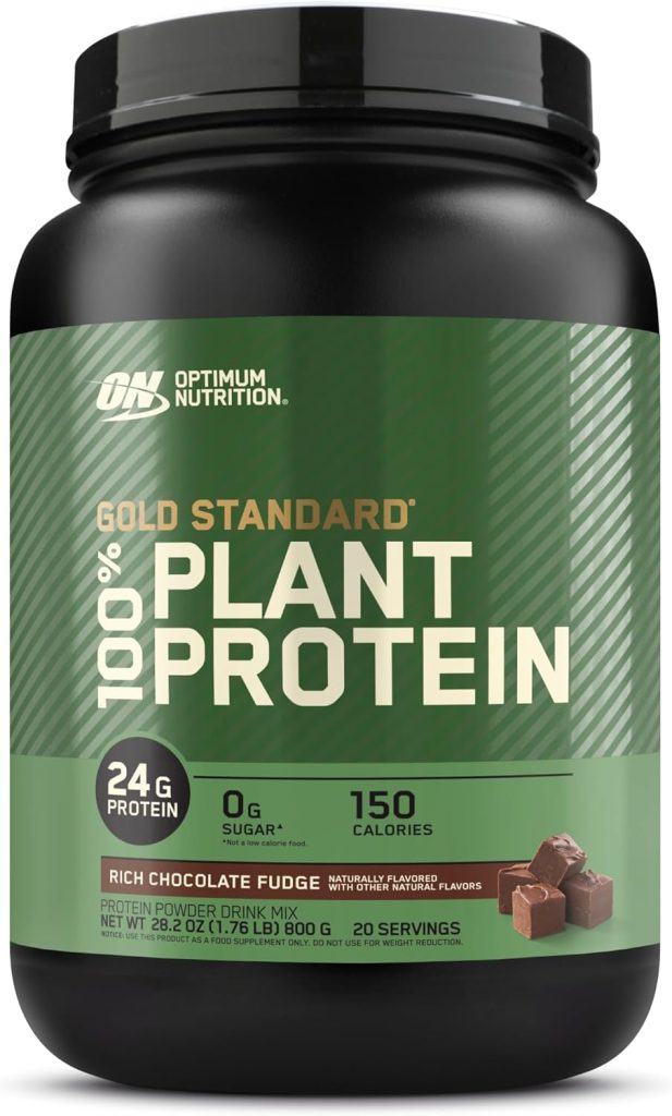 Optimum Nutrition (ON) Gold Standard 100% Plant Based Protein Powder, Gluten Free, Vegan Protein for Muscle Support and Recovery with Amino Acids - Rich Chocolate Fudge, 800 G, 20 Servings