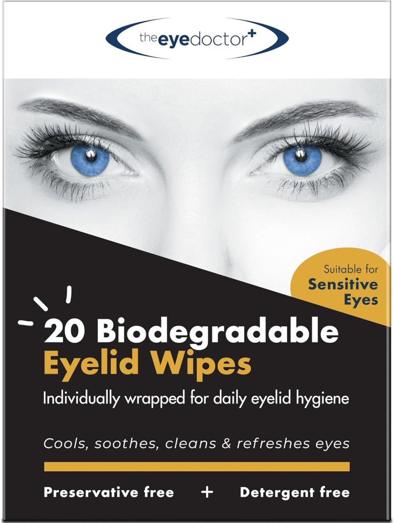 The Eye Doctor Eyelid Wipes - 20x Individually Wrapped Eyelid Cleansing Wipes - Suitable for use with Sensitive Eyes, Dry Eyes, Blepharitis & MGD - Detergent and Preservative Free