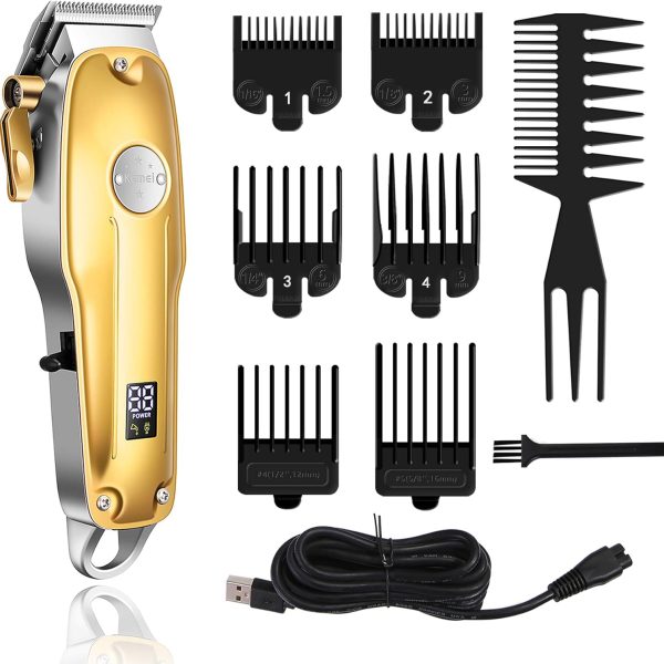 Kemei Professional Hair Clippers Hair Trimmer for Men Cordless Mens Hair Cutting Kit Kemei 1986 Pro for Barbers with LED Display Rechargeable Quite