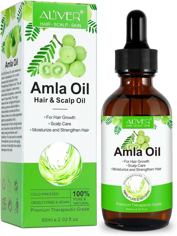 NIKITA.VIVI - Amla Oil 60ml | 100% Pure Natural Organic Amla Hair & Scalp Oil | Cold Pressed Amla Oil for Hair Growth | Moisturize Healthy and Strengthen Hair | Nourishes Scalp Hair Treatment Oils