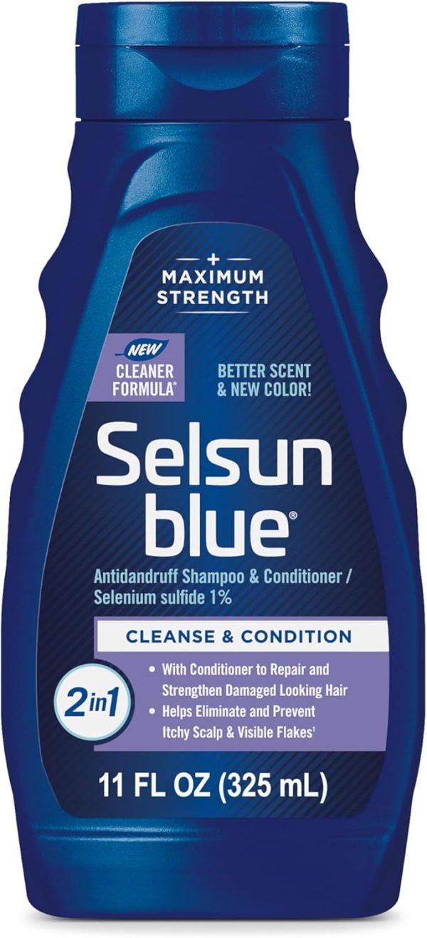 Selsun Blue 2-in-1 Anti-dandruff Shampoo & Conditioner, 11 fl. oz., Maximum Strength 2-in-1 Treatment, Selenium Sulfide 1%