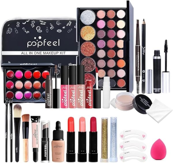 Goreem All In One Makeup Kit,Multipurpose Makeup Set Full Makeup Essential Starter Kit for Beginners or Pros Makeup Gift Set for Women Full Kit，28 Pcs Set