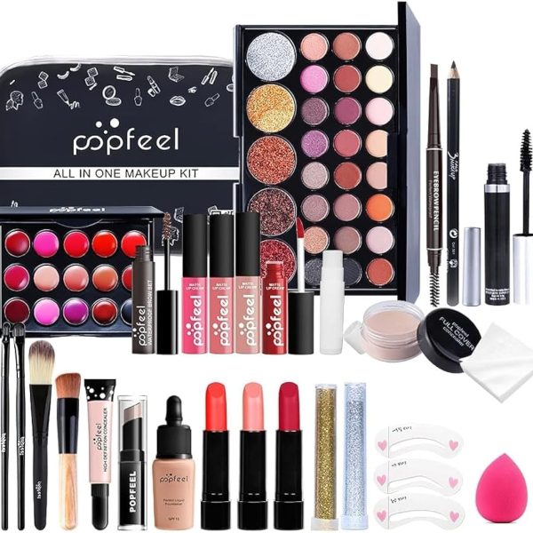 Goreem All In One Makeup Kit,Multipurpose Makeup Set Full Makeup Essential Starter Kit for Beginners or Pros Makeup Gift Set for Women Full Kit，28 Pcs Set