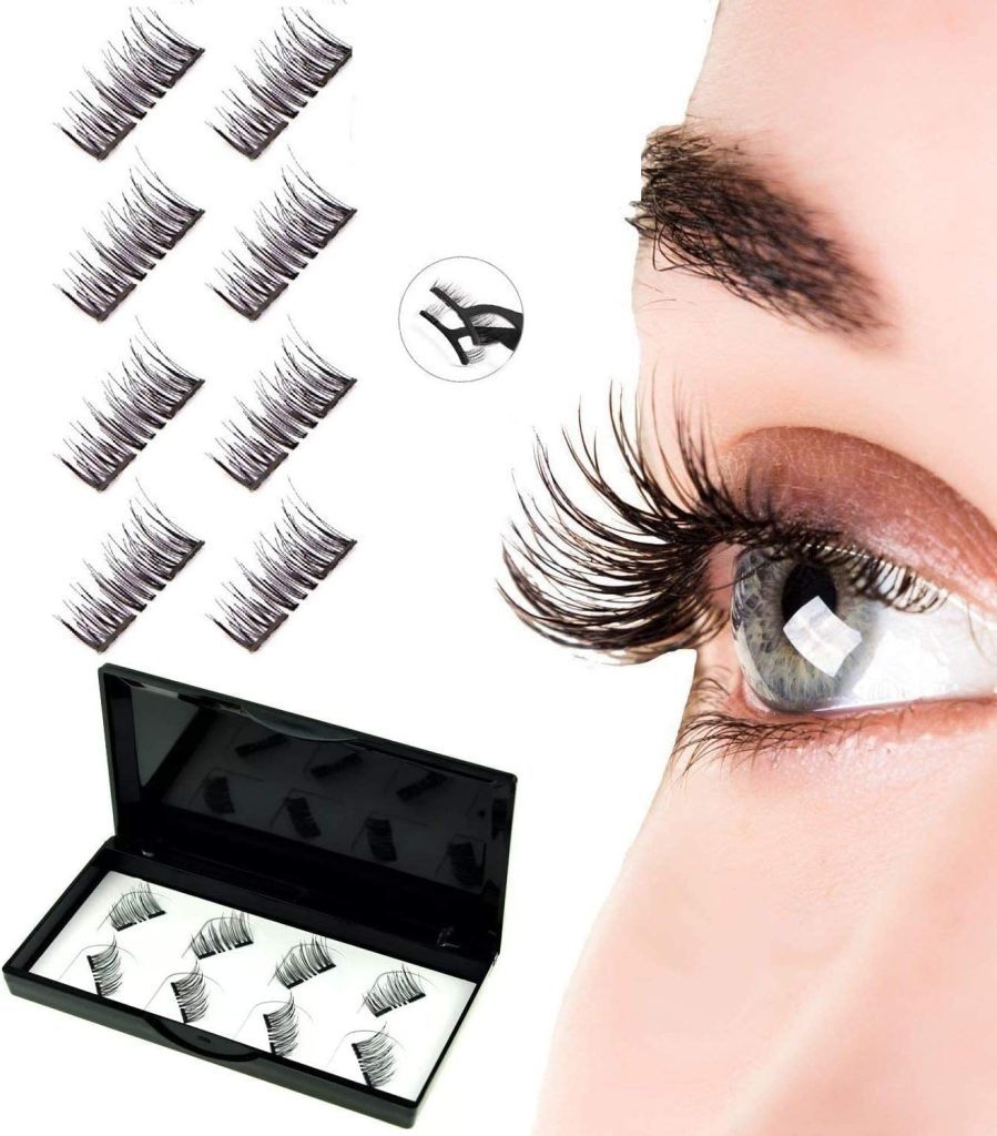 MAKINGTEC No Glue Magnetic Eyelashes,synthetic False Eyelashes with Magnets Under and over Your Upper Lashes, No Glue Needed, Lightweight, Reusable, Contact Lens Friendly, Cruelty Free