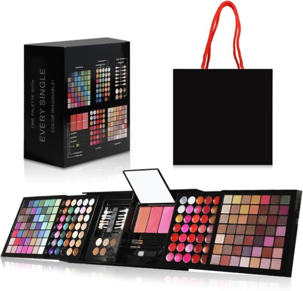 AEENAA Professional All-in-One Eyeshadow Palette & Makeup Kit – 177 Colors Set with Shimmer & Pastel Eyeshadows, Lip Gloss, Blush, Brushes, and Mirror – Perfect for Makeup Artists & Beginners