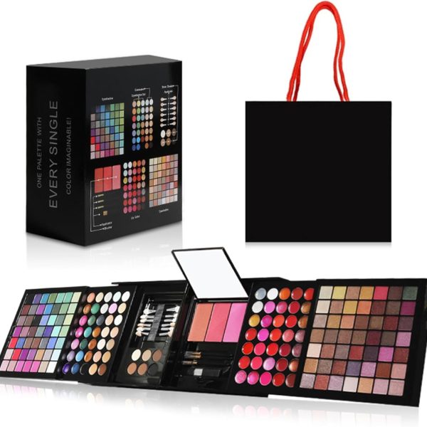 AEENAA Professional All-in-One Eyeshadow Palette & Makeup Kit – 177 Colors Set with Shimmer & Pastel Eyeshadows, Lip Gloss, Blush, Brushes, and Mirror – Perfect for Makeup Artists & Beginners