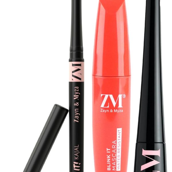 ZM Zayn & Myza Makeup Kit - Waterproof Mascara with Kajal Bold Eyeliner, Eye Makeup Trio combo